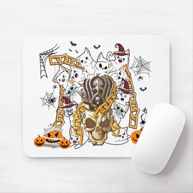 Cute and Funny Spooky Evil Cats Mouse Pad (With Mouse)