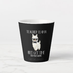 Cute and Funny Teacher Llama Custom Name Latte Mug
