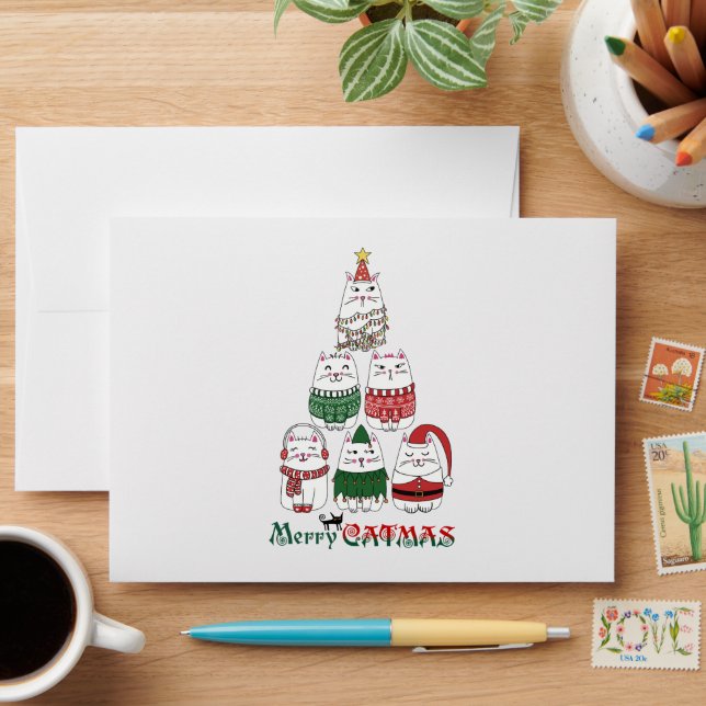 Cute and Funny X-mas Cat Envelope (Desk)