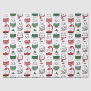 Cute and Funny X-mas Cat Tissue Paper