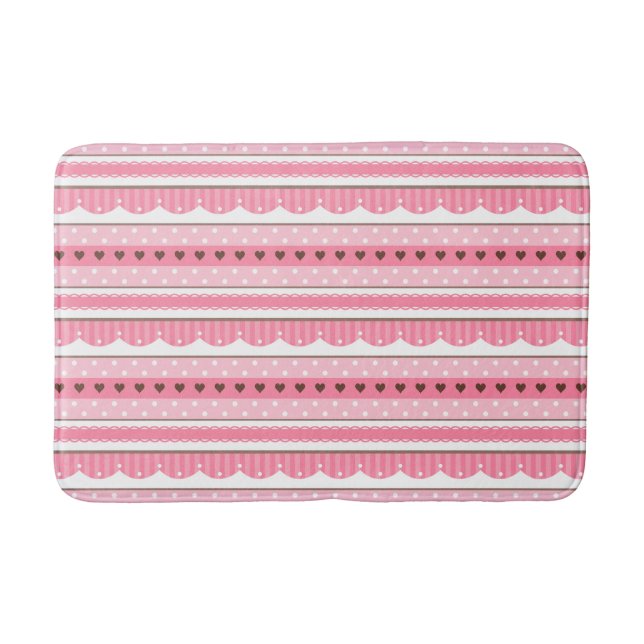 Cute and Girly Light Pink Pattern Design Bath Mat (Front)