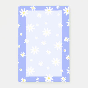 Cute and girly pastel blue and white daisy pattern post-it notes