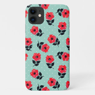 Cute and Girly Red Flowers Pattern Case-Mate iPhone Case