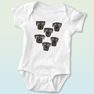 Cute and Goofy Black Labrador Retriever Dog Baby Bodysuit