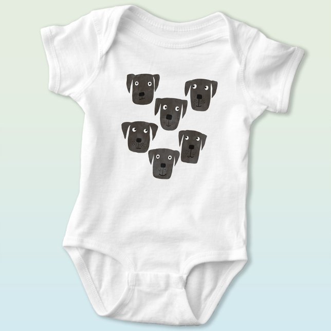 Cute and Goofy Black Labrador Retriever Dog Baby Bodysuit (Black labrador retriever dog baby bodysuit)