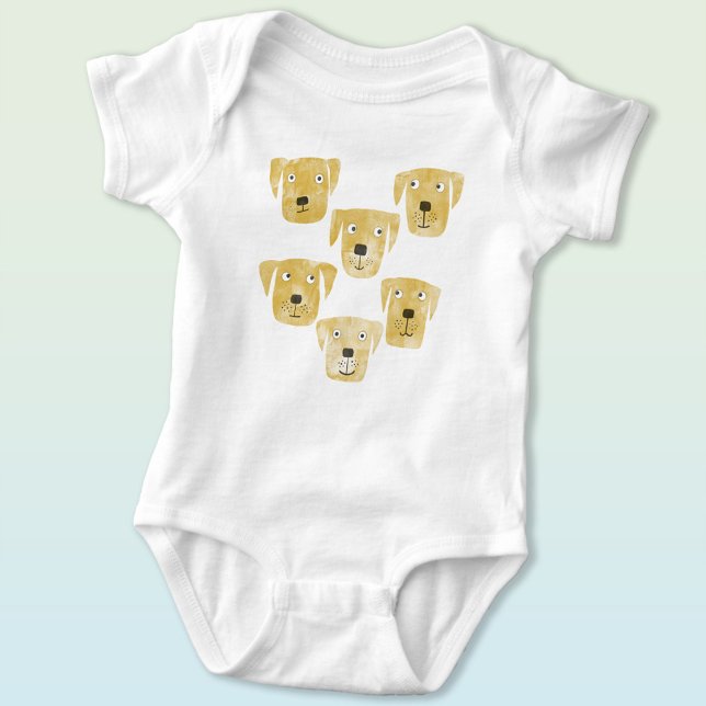 Cute and Goofy Golden Labrador Retriever Dog Baby Bodysuit (Golden labrador retriever dog baby bodysuit)