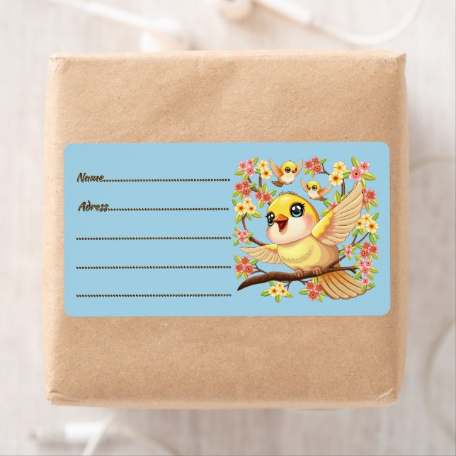 Cute and Happy Birds among Spring Flowers (Insitu)