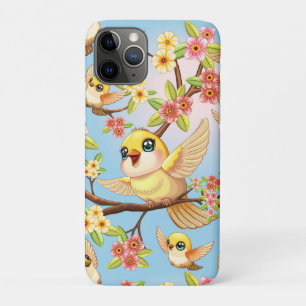 Cute and Happy Birds among Spring Flowers Case-Mate iPhone Case