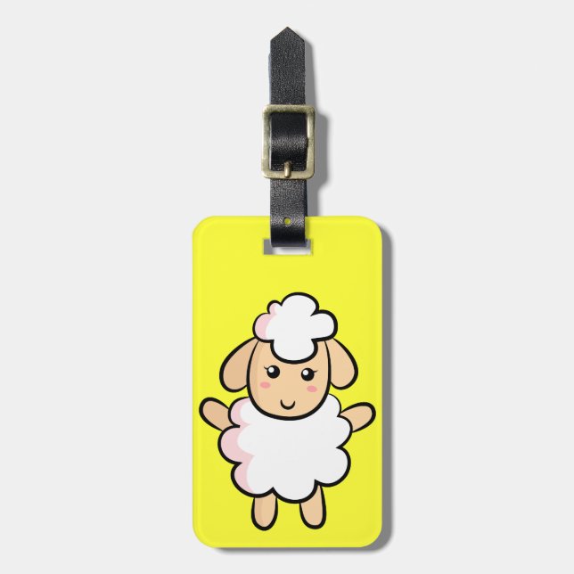 Cute and Happy Farm Sheep Luggage Tag (Front Vertical)