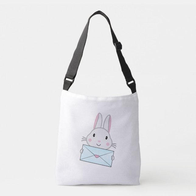 Cute and lovely Bunny holding Love Letter Crossbody Bag (Front)