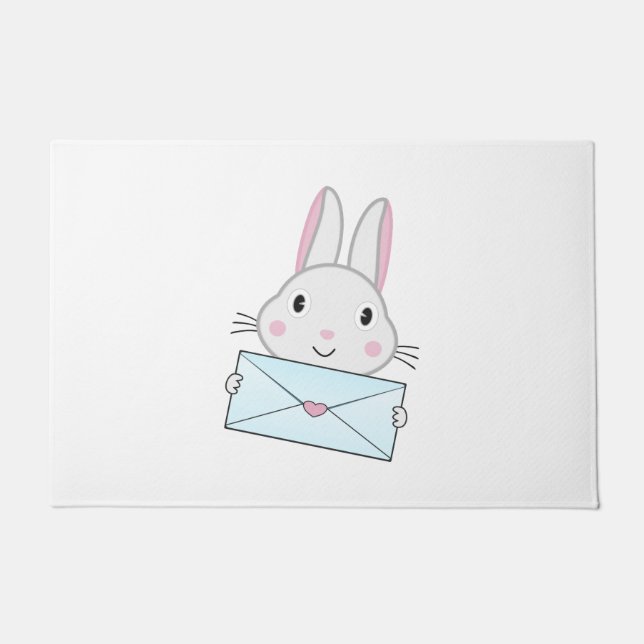 Cute and lovely Bunny holding Love Letter Doormat (Front)