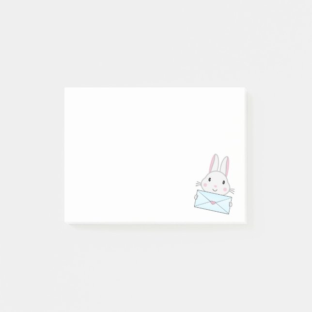 Cute and lovely Bunny holding Love Letter Post-it Notes (Front)