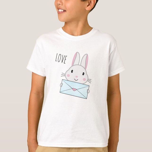 Cute and lovely Bunny holding Love Letter T-Shirt (Front)