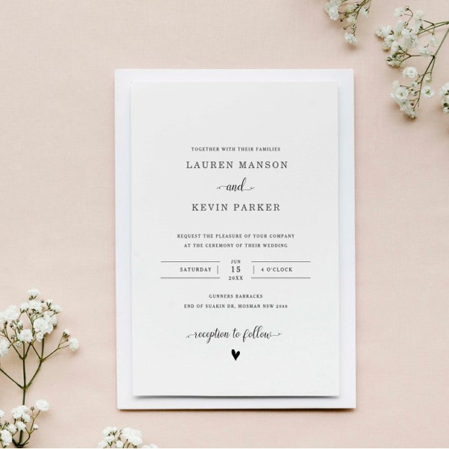 Cute and minimalist love heart wedding invitation (Creator Uploaded)