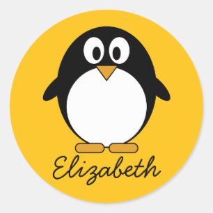 Cute and Modern Cartoon Penguin Classic Round Sticker