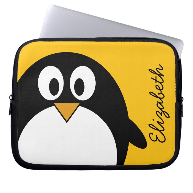 Cute and Modern Cartoon Penguin Laptop Sleeve (Front)