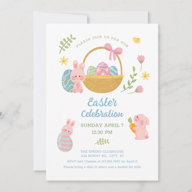 Cute and Modern Easter Sunday Celebration Invitation (Front)