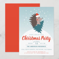 Cute and Modern Hedgehog Christmas Party
