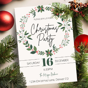 Cute and Modern Holiday Wreath Christmas Invitation