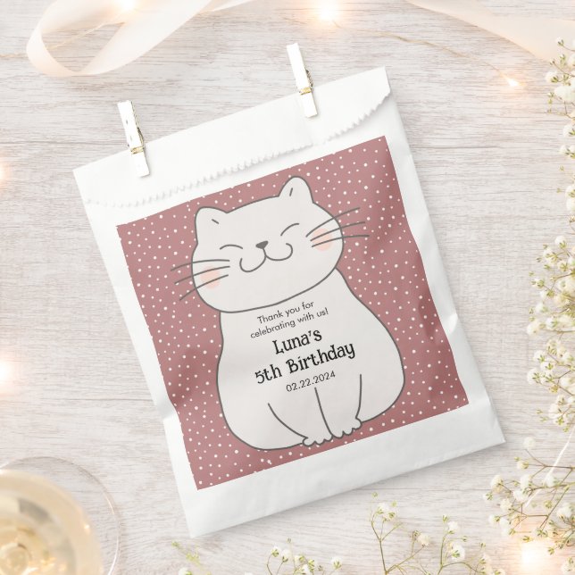 Cute and Modern Kitten Birthday  Favour Bags (Clipped)