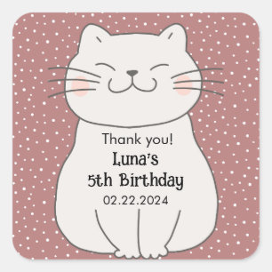 Cute and Modern Kitten Birthday Square Sticker
