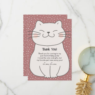Cute and Modern Kitten Birthday Thank You Card