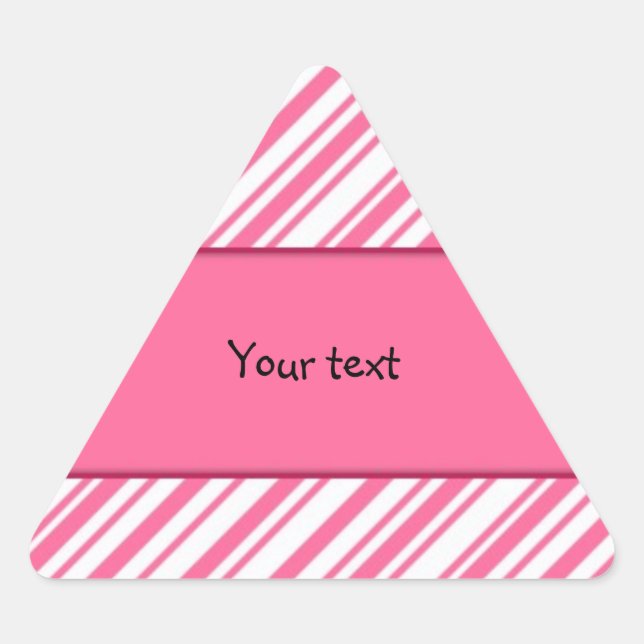  Cute and modern pink and white stripes Triangle Sticker (Front)
