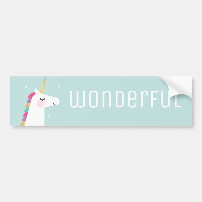 Cute and Modern Rainbow Unicorn Bumper Sticker (Front)