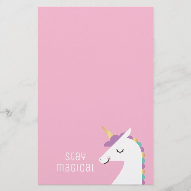 Cute and Modern Rainbow Unicorn Stationery (Front)