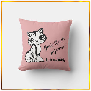 Cute and Pink Cat's Pyjamas Adorable Cushion