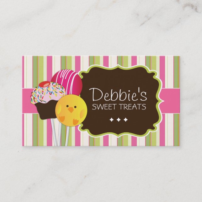 Cute and Playful Cake Pops Business Cards (Front)