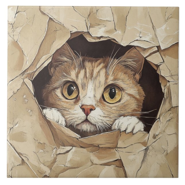 Cute and Playful Kitten Tile (Front)