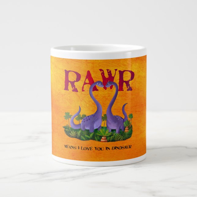 Cute and Romantic Dinos - Rawr Large Coffee Mug (Front)