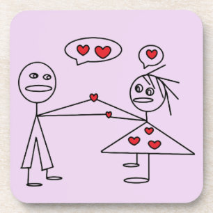 Cute and Romantic Stick Figure Couple in LOVE Coaster