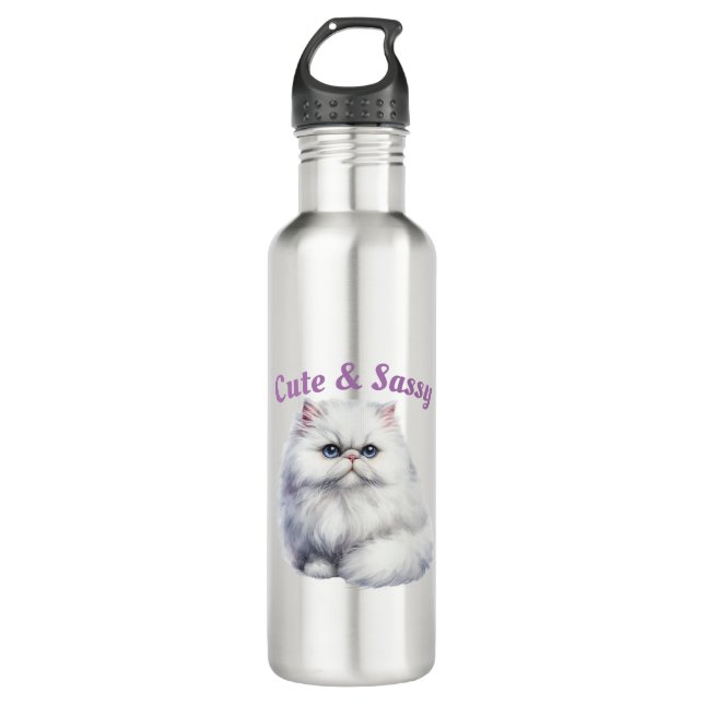 Cute and Sassy Cat 710 Ml Water Bottle (Front)