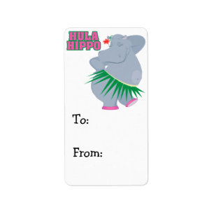 cute and silly luau hula hippo label