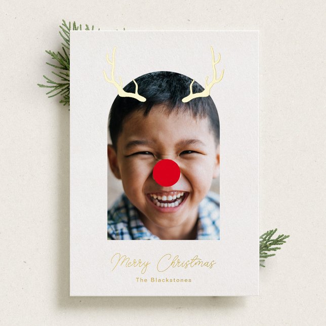 Cute and Silly Rudolph Reindeer Photo and Gold (Creator Uploaded)