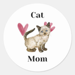 Cute and Simple Cat Mum Classic Round Sticker