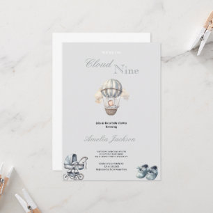 cute and simple grey boy babyshower invitation