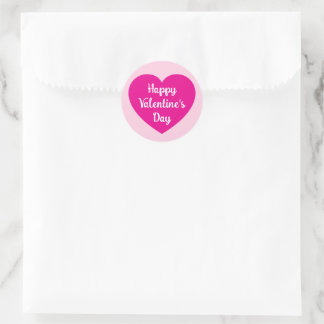 Cute and Simple Hot Pink Heart Classic Round Sticker