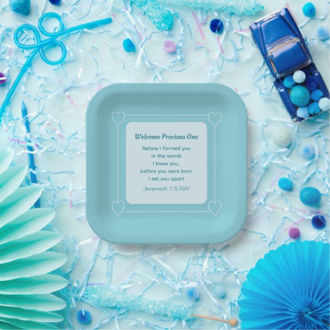 Cute and Simple Light Blue Baby Shower Paper Plate (Party)
