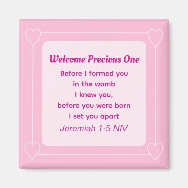 Cute and Simple Light Pink Baby Shower Magnet (Front)