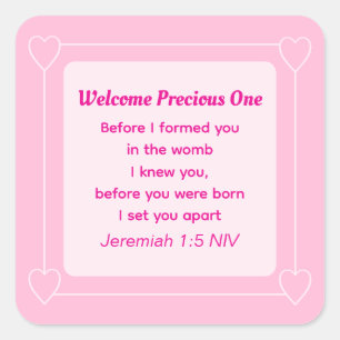 Cute and Simple Light Pink Baby Shower Square Sticker