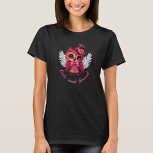 Cute and Smart Pink Owl Angel in a Top Hat and Bow