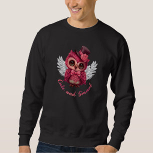 Cute and Smart Pink Owl Angel in a Top Hat and Bow