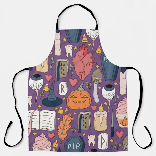 Cute and spookie seamless Halloween pattern with p Apron (Front)