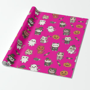 Cute and Spooky Halloween Cats Wrapping Paper