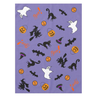  Cute and Spooky Halloween Icon Purple Tablecloth
