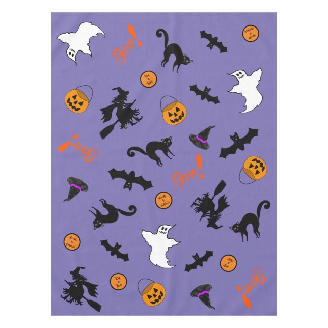  Cute and Spooky Halloween Icon Purple Tablecloth (Front)
