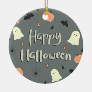 Cute and Spooky Happy Halloween Ceramic Tree Decoration